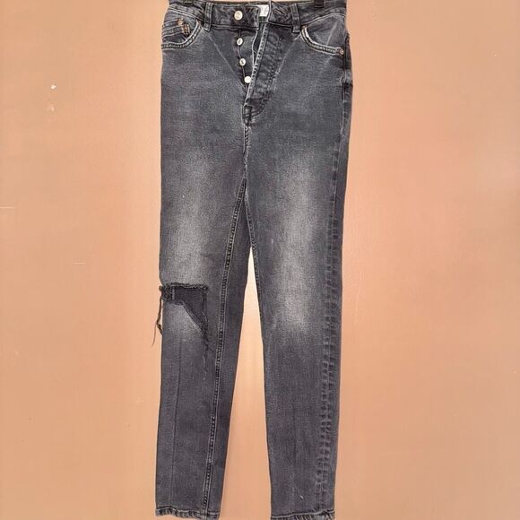 We The Free Free People Black Washed Distressed Denim Jeans - Size 26 - Picture 7 of 10